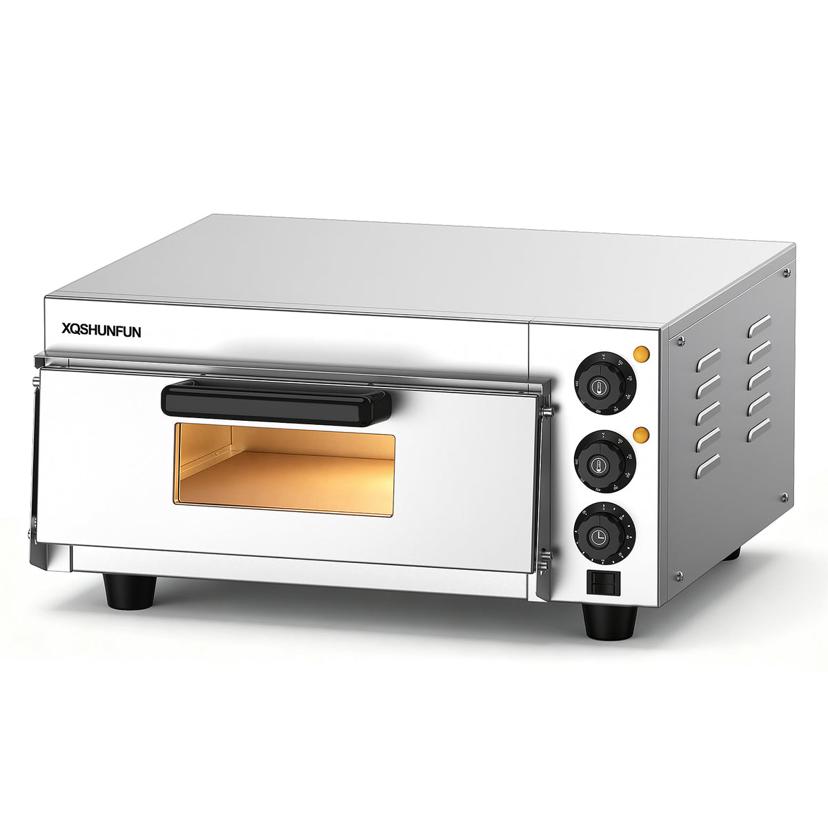 16" Commercial Electric Pizza Oven Countertop, Stainless Steel Pizza Maker with Cordierite Stone, Dual-Zone Temperature Control (Up to 662°F), 110V