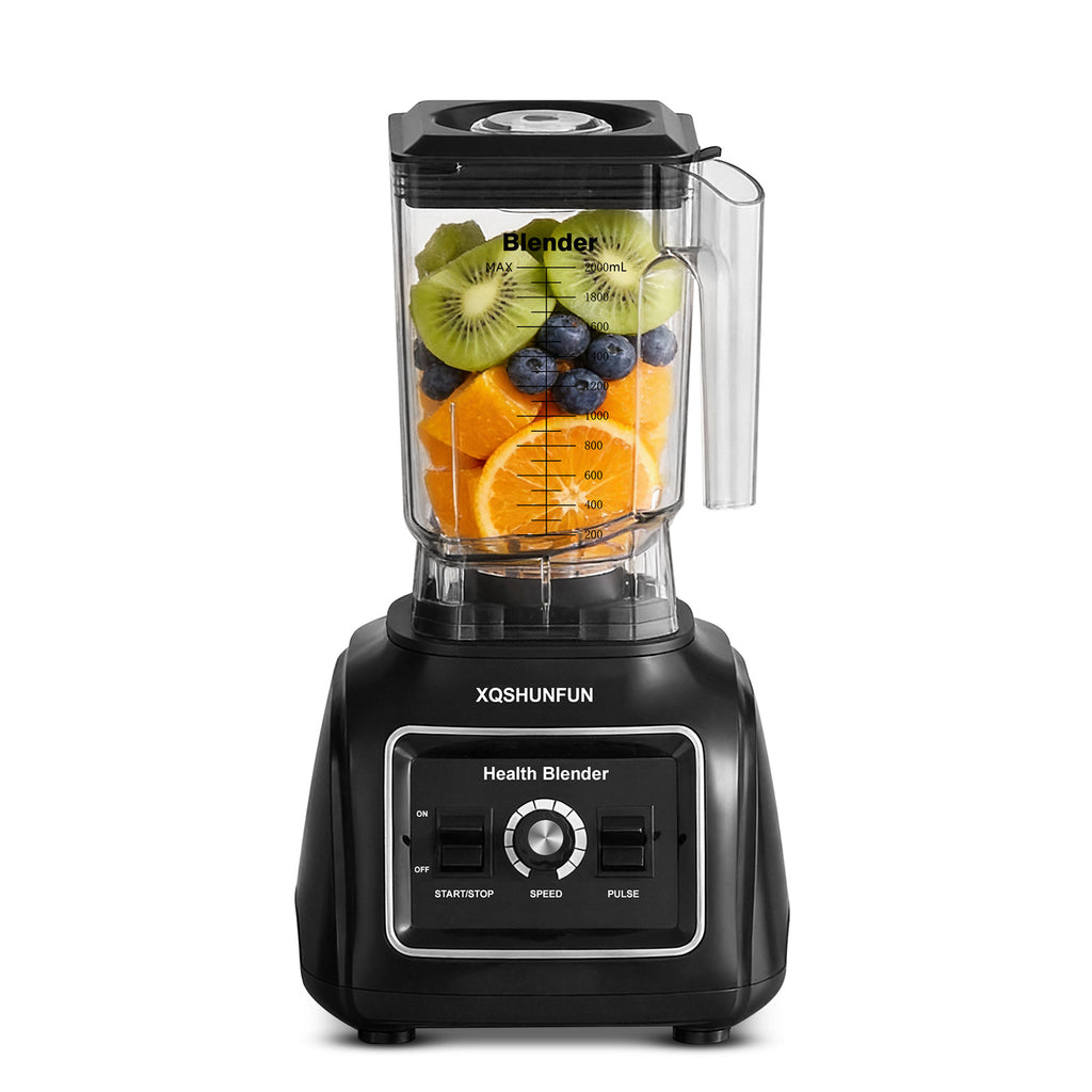 XQSHUNFUN Health Blender, 1300W High-Power Motor, 24,000 RPM, 2000mL Capacity, 6-Leaf Stainless Steel Blades, Black