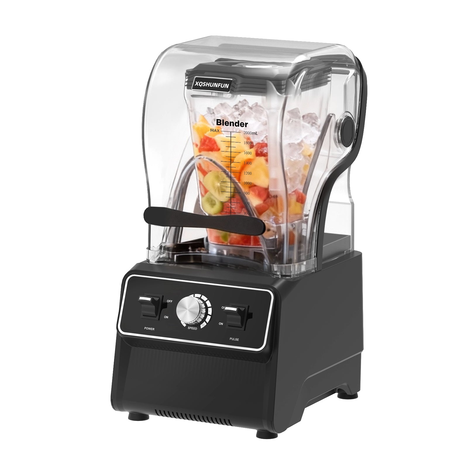 XQSHUNFUN Professional Soundproof Blender, True 1800W Commercial Quiet Blender, 68oz Dishwasher Safe Square Jar with Precise Scale, Sound Shield Enclosure, Pure Copper Motor