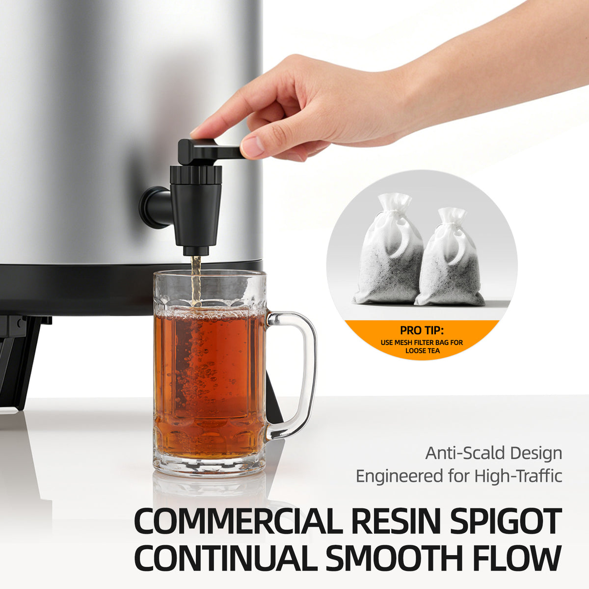 12L / 3.2 Gallon Insulated Beverage Dispenser, Stainless Steel Drink Urn with Foldable Legs & Spigot, Food-Grade 304 Interior for Hot Coffee, Iced Tea & Milk