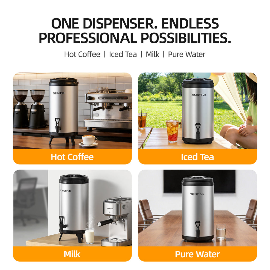 12L / 3.2 Gallon Insulated Beverage Dispenser, Stainless Steel Drink Urn with Foldable Legs & Spigot, Food-Grade 304 Interior for Hot Coffee, Iced Tea & Milk